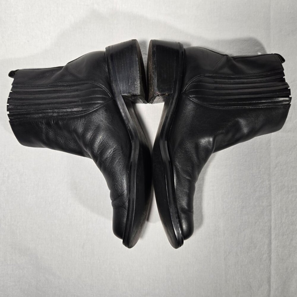 Vintage Y2K 90's BLACK Leather Chunky Platform Block Heel Chelsea Boot Size 10M - Picture 9 of 17